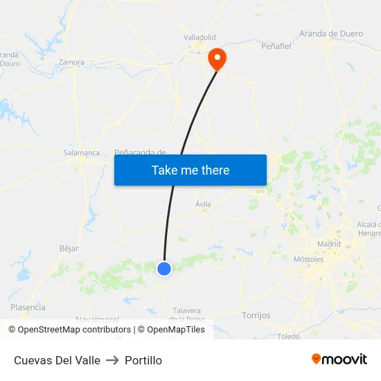 Cuevas Del Valle to Portillo map
