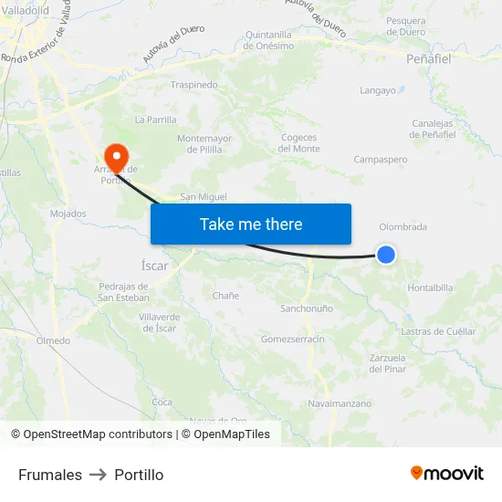Frumales to Portillo map
