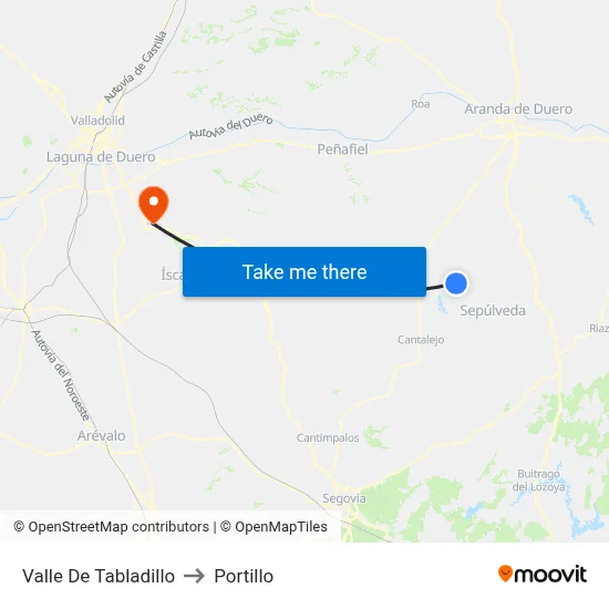 Valle De Tabladillo to Portillo map