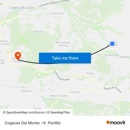 Cogeces Del Monte to Portillo map