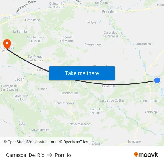 Carrascal Del Río to Portillo map