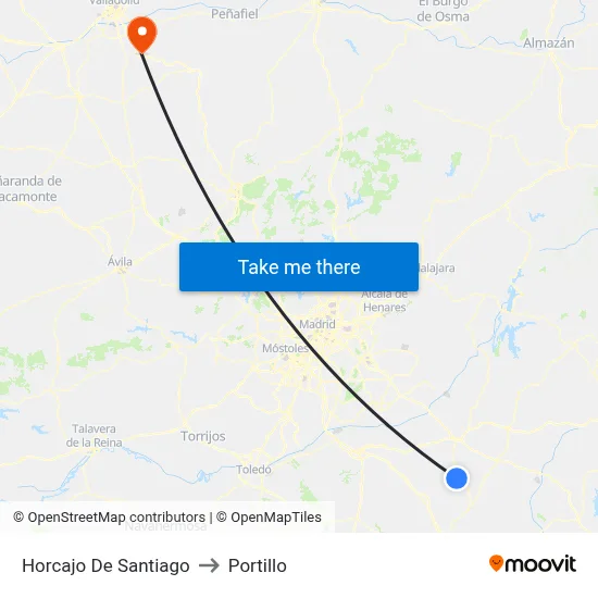 Horcajo De Santiago to Portillo map