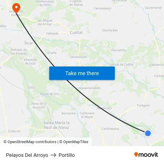 Pelayos Del Arroyo to Portillo map