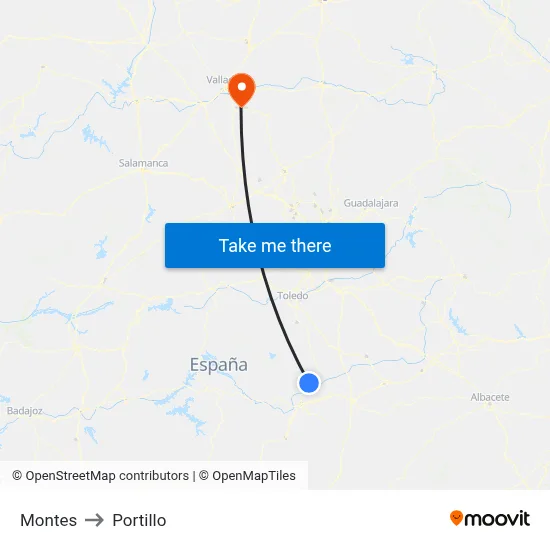Montes to Portillo map