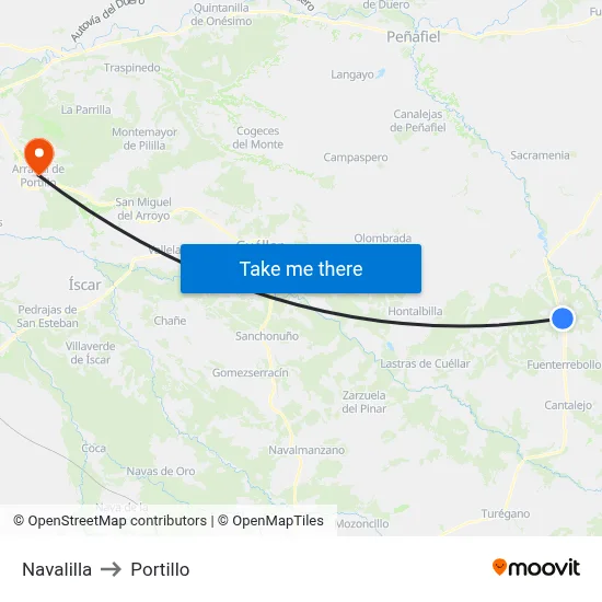 Navalilla to Portillo map