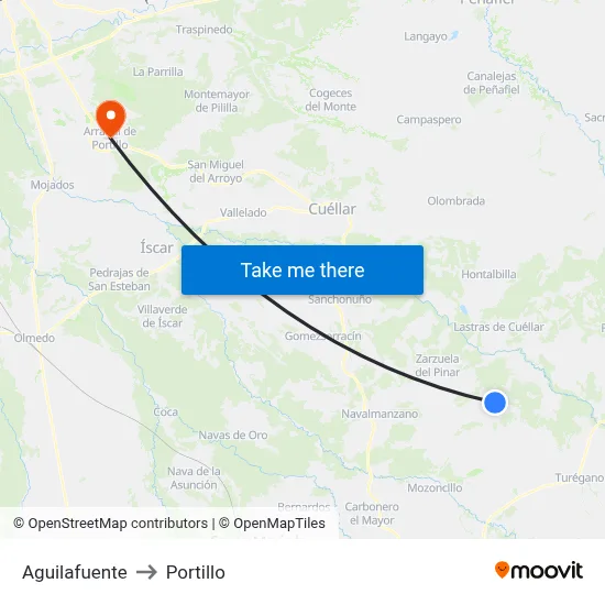 Aguilafuente to Portillo map