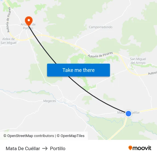 Mata De Cuéllar to Portillo map