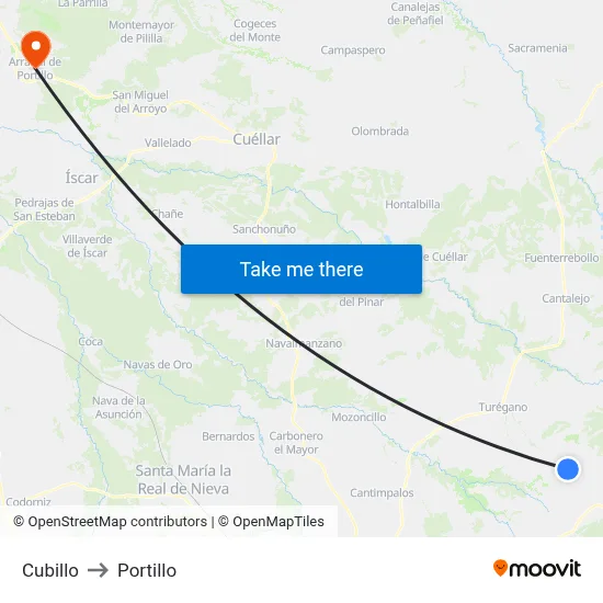Cubillo to Portillo map
