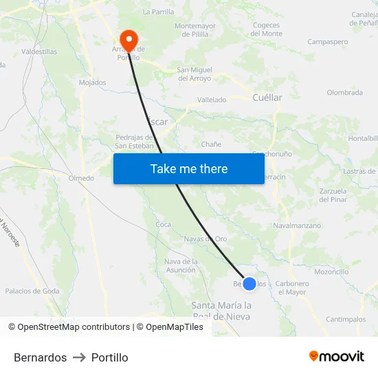 Bernardos to Portillo map
