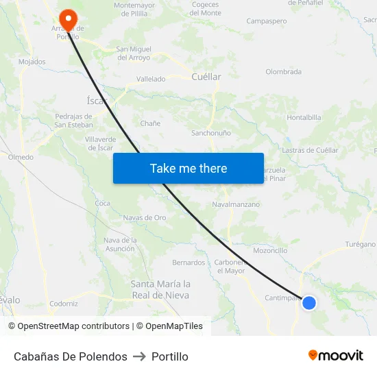 Cabañas De Polendos to Portillo map