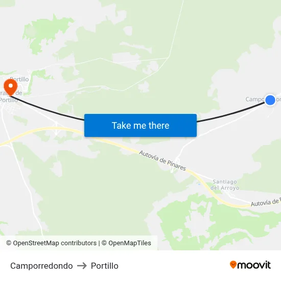 Camporredondo to Portillo map