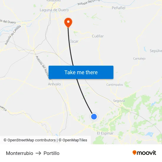 Monterrubio to Portillo map