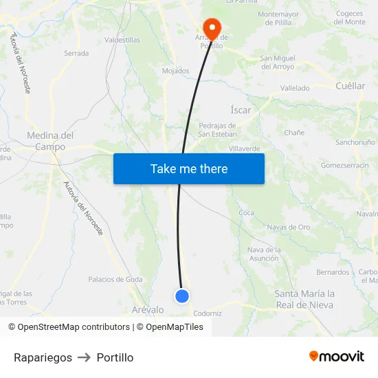 Rapariegos to Portillo map