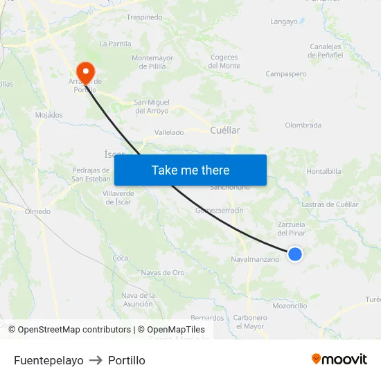 Fuentepelayo to Portillo map