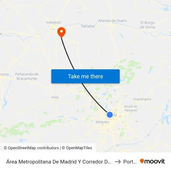 Área Metropolitana De Madrid Y Corredor Del Henares to Portillo map