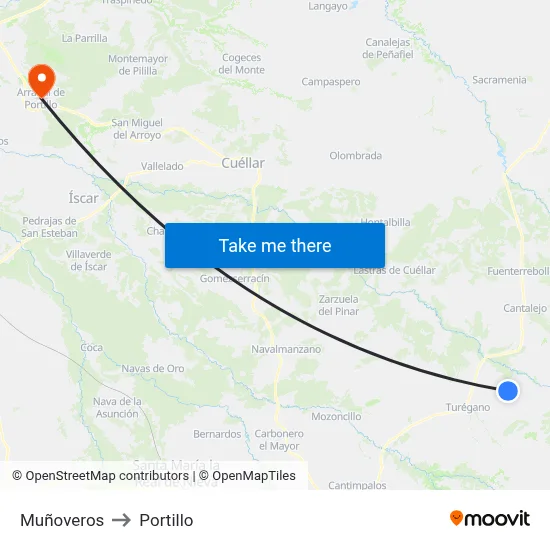 Muñoveros to Portillo map