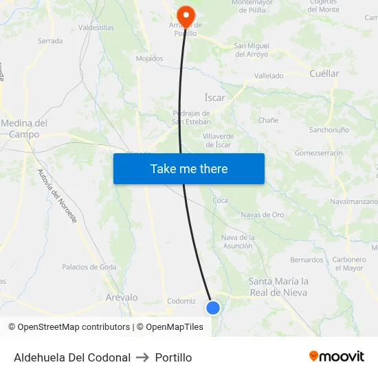 Aldehuela Del Codonal to Portillo map