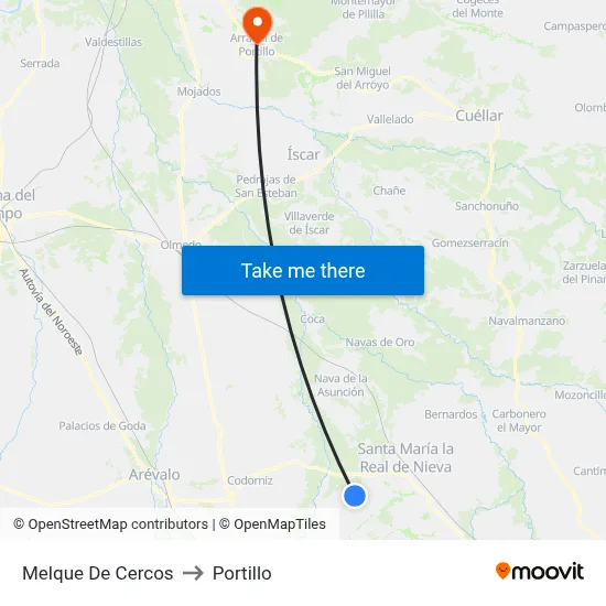 Melque De Cercos to Portillo map