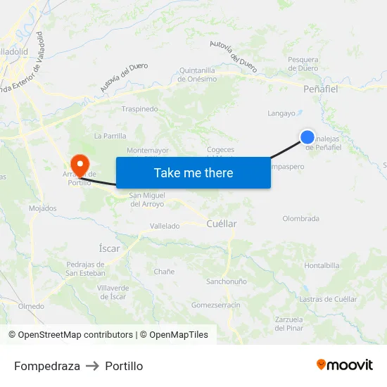 Fompedraza to Portillo map
