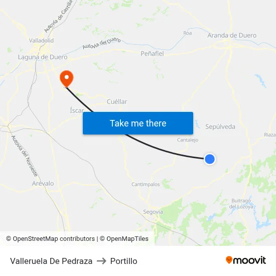 Valleruela De Pedraza to Portillo map