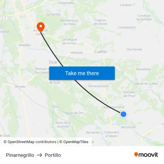 Pinarnegrillo to Portillo map