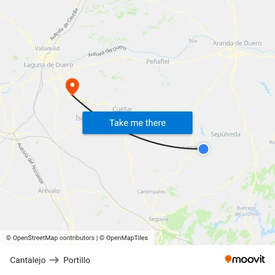 Cantalejo to Portillo map