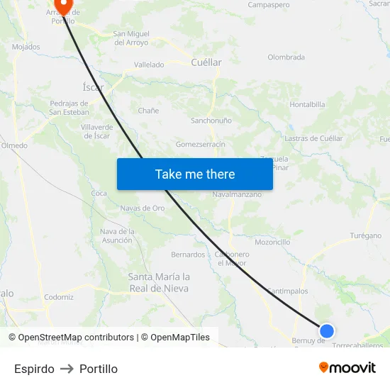 Espirdo to Portillo map