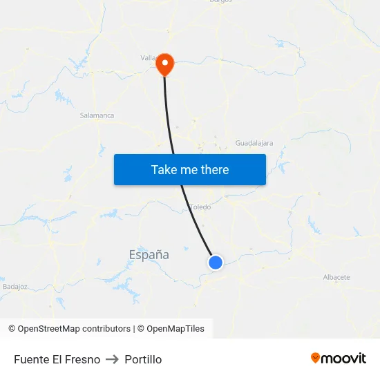 Fuente El Fresno to Portillo map
