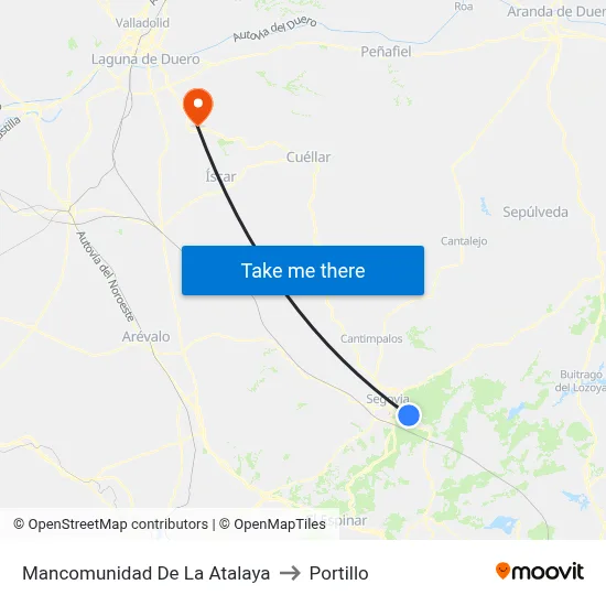 Mancomunidad De La Atalaya to Portillo map
