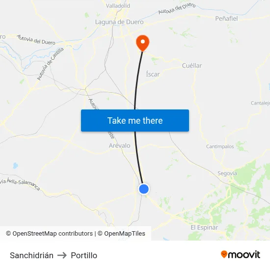 Sanchidrián to Portillo map