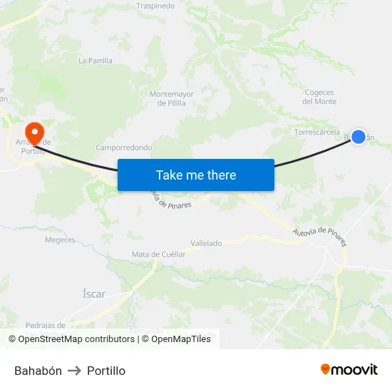 Bahabón to Portillo map
