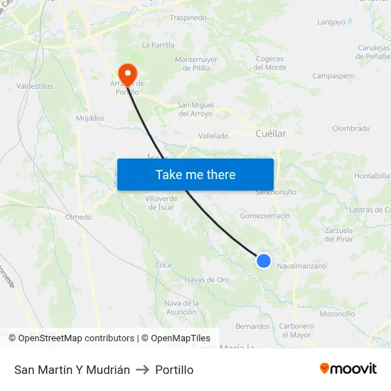 San Martín Y Mudrián to Portillo map