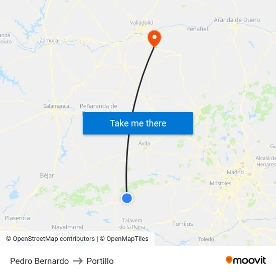 Pedro Bernardo to Portillo map