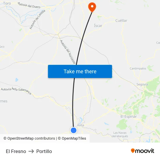 El Fresno to Portillo map