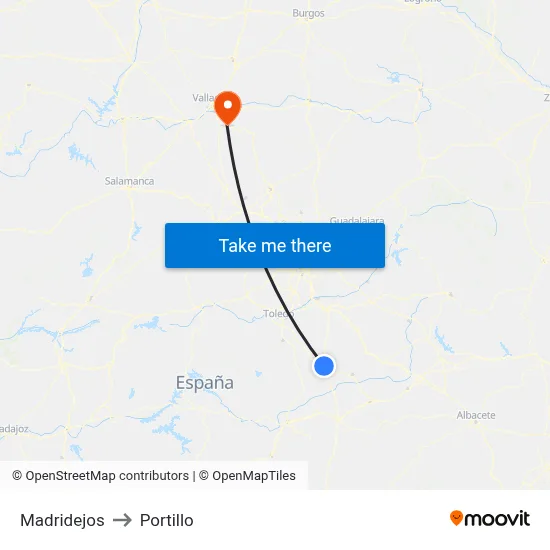 Madridejos to Portillo map