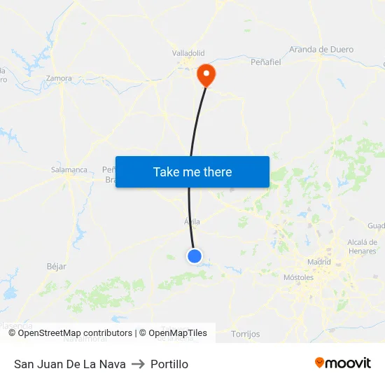 San Juan De La Nava to Portillo map