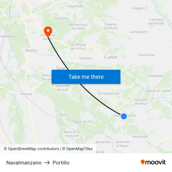 Navalmanzano to Portillo map