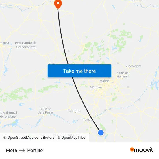 Mora to Portillo map