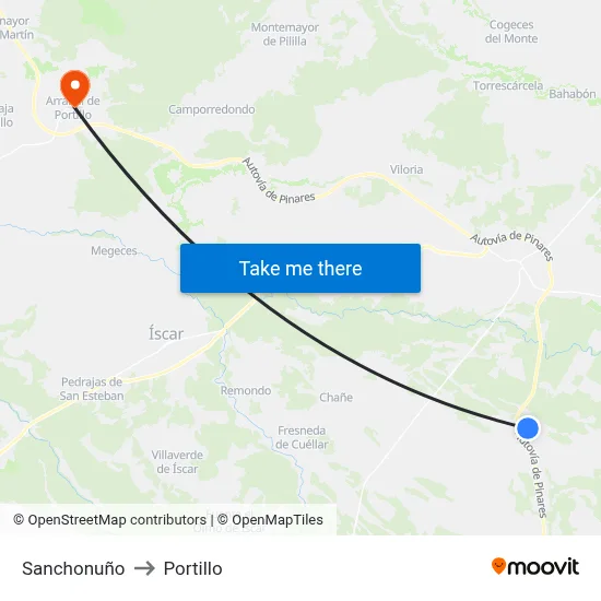Sanchonuño to Portillo map
