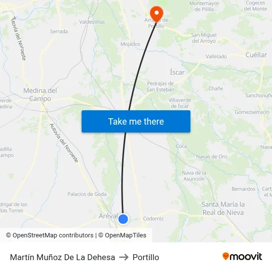 Martín Muñoz De La Dehesa to Portillo map