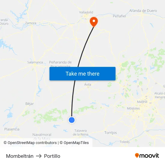 Mombeltrán to Portillo map