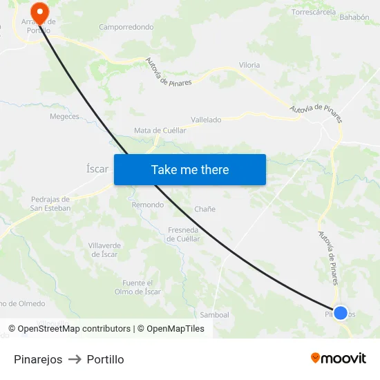 Pinarejos to Portillo map