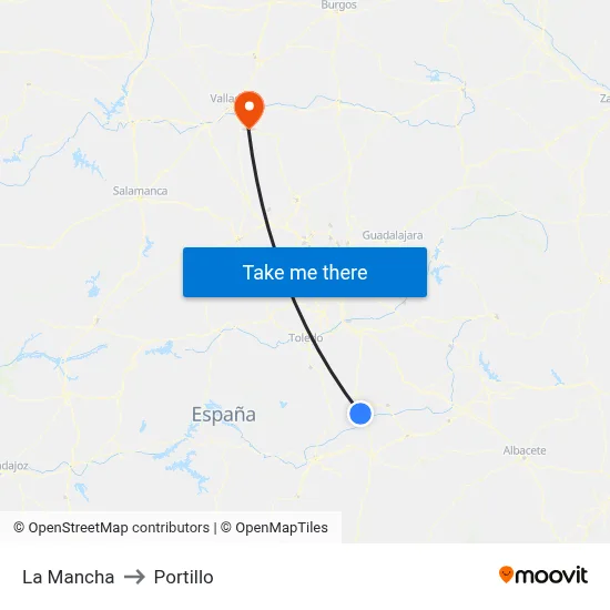 La Mancha to Portillo map