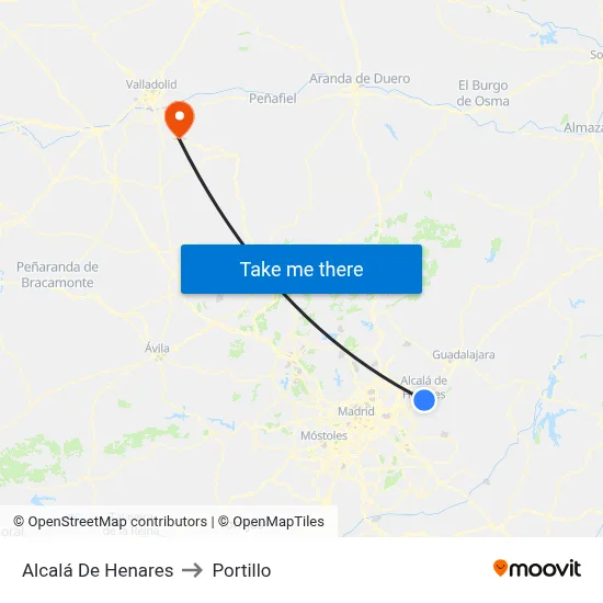 Alcalá De Henares to Portillo map