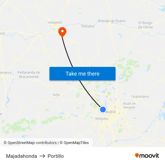 Majadahonda to Portillo map