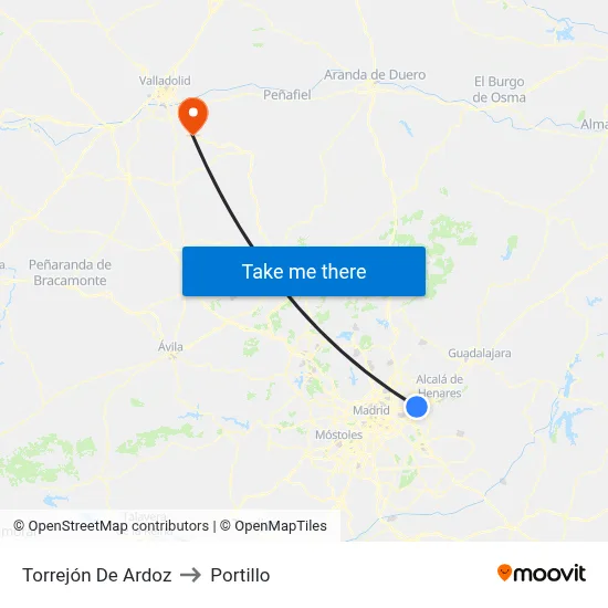 Torrejón De Ardoz to Portillo map