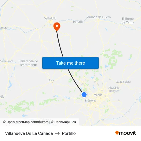 Villanueva De La Cañada to Portillo map