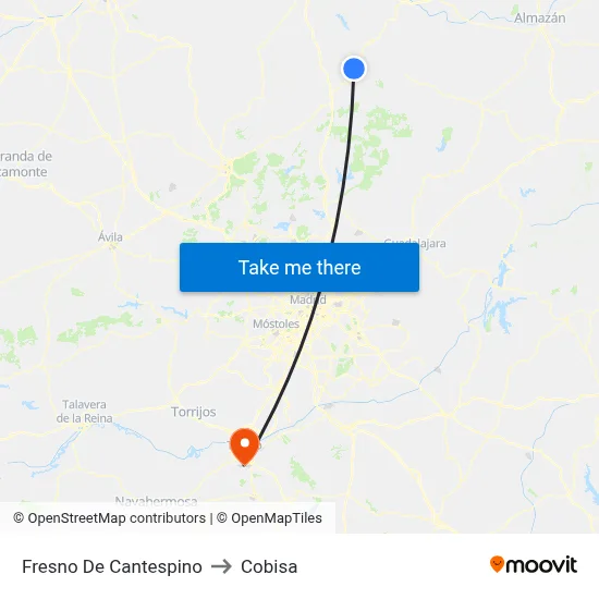 Fresno De Cantespino to Cobisa map