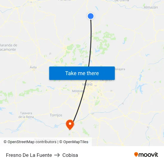 Fresno De La Fuente to Cobisa map