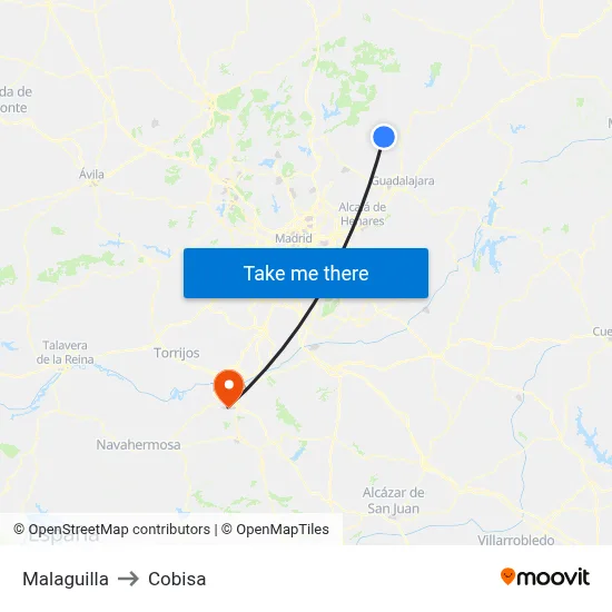 Malaguilla to Cobisa map
